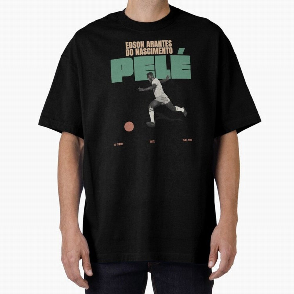 Pele Minimalist Oversized T-Shirt Bring World Football Passion into Match Day Hype around FIFA World Cup 2026 USA Canada Mexico, CR7, Portugal, Worldwide Fan Energy, Dramatic Goals, Stadium Lights and Championship Celebrations; Made for Collectors