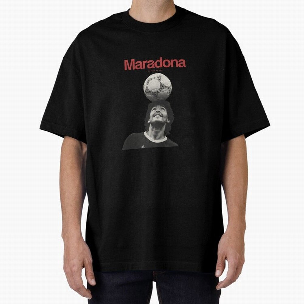 Diego Maradona Minimalist Oversized T-Shirt Cheer through Every Moment of Global Football Passion for FIFA World Cup 2026, Celebrating Neymar, Haaland and Cristiano Ronaldo, England and Germany, Global Supporter Spirit, Legendary Goals, National