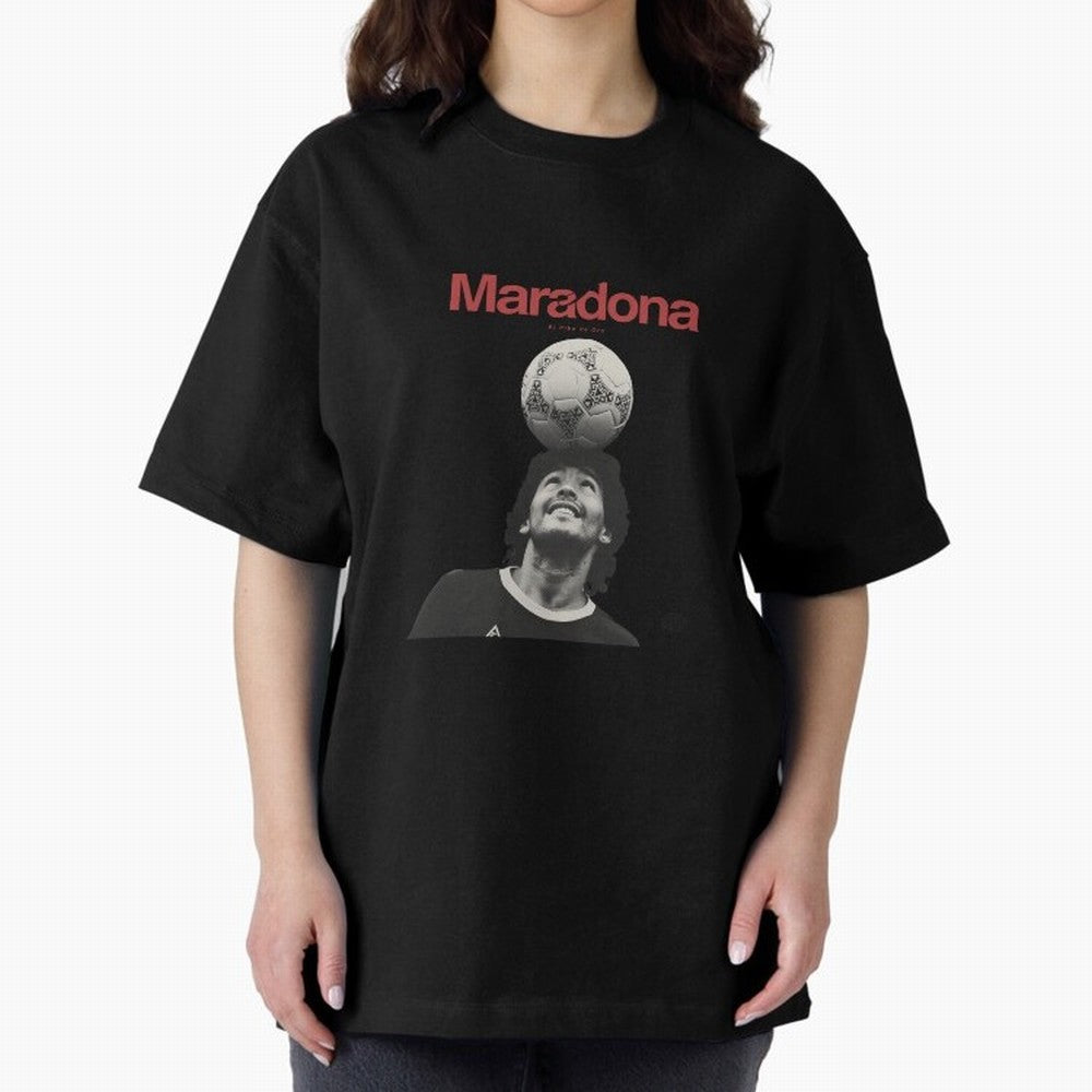 Diego Maradona Minimalist Oversized T-Shirt Cheer through Every Moment of Global Football Passion for FIFA World Cup 2026, Celebrating Neymar, Haaland and Cristiano Ronaldo, England and Germany, Global Supporter Spirit, Legendary Goals, National