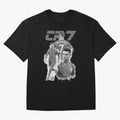 CR7 Cristiano Ronaldo illustration ink black white watercolour Oversized T-Shirt Stand with FIFA World Cup 2026 USA Canada Mexico Spirit, Connected to France and Portugal, Messi, Neymar and Mbappe, Vintage Soccer Flavor, Modern Football Stars,