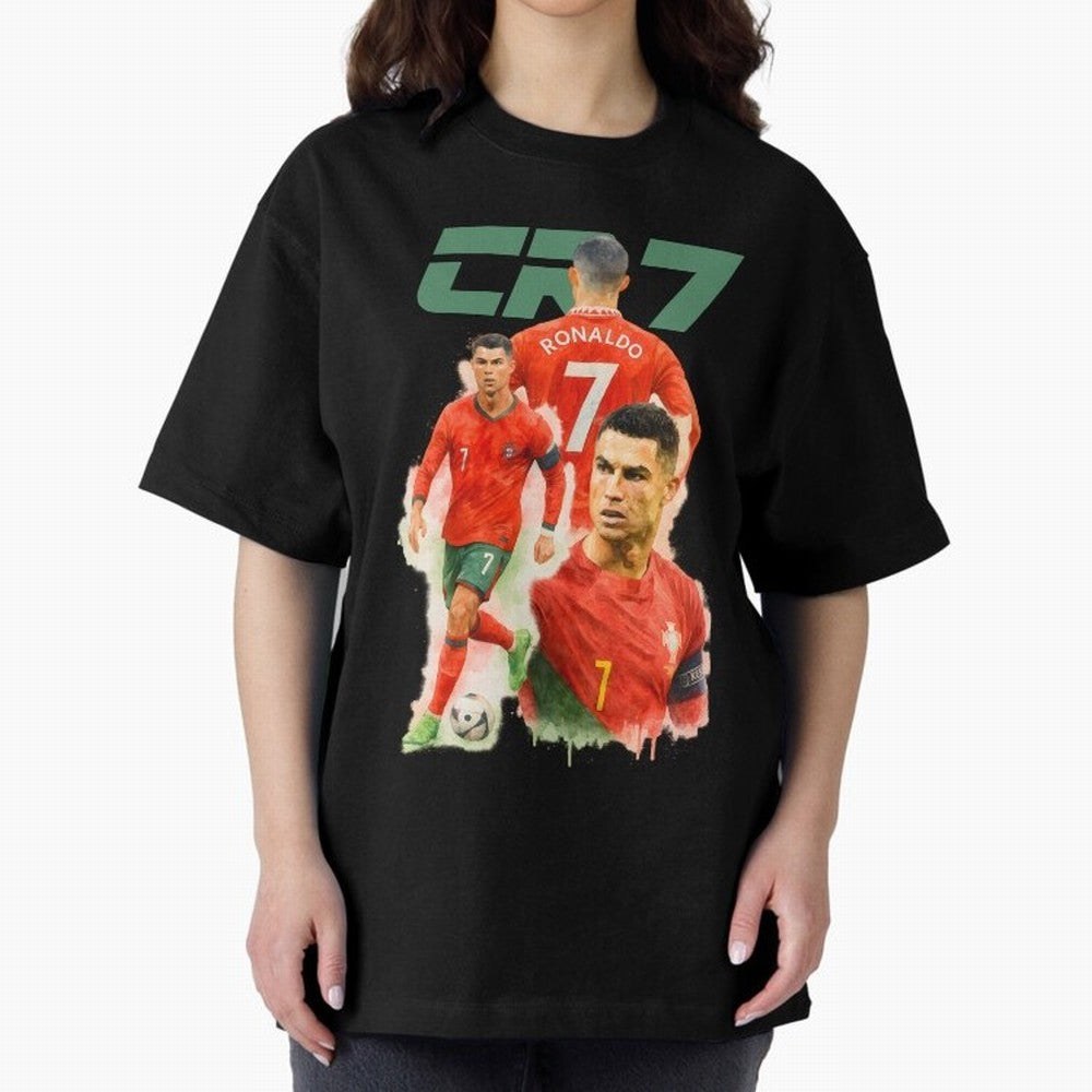 CR7 Cristiano Ronaldo illustration watercolour Oversized T-Shirt Fuel the Hype around Global Football Passion for FIFA World Cup 2026, Made for Messi and Cristiano Ronaldo, England and Germany, Fan Favorite Moments, National Team Passion, Big Match