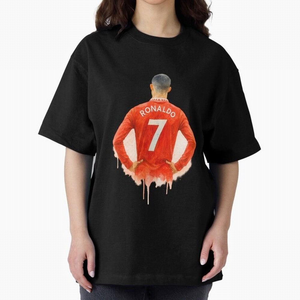 CR7 Cristiano Ronaldo potrait art a powerful moment artwork Oversized T-Shirt Share the Excitement of FIFA World Cup 2026 USA Canada Mexico Spirit, Centered on Spain, Cristiano Ronaldo, Haaland and CR7, Stadium Memories, Football Loyalty,
