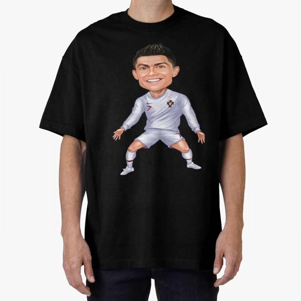 Cristiano Ronaldo Cartoon Oversized T-Shirt Back the Journey through FIFA World Cup 2026 Group Stage Spirit, Made for Brazil, Cristiano Ronaldo, Sports Nostalgia, International Competition, Famous Players and Unforgettable Victories; Perfect for
