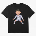 Cristiano Ronaldo Cartoon Oversized T-Shirt Back the Journey through FIFA World Cup 2026 Group Stage Spirit, Made for Brazil, Cristiano Ronaldo, Sports Nostalgia, International Competition, Famous Players and Unforgettable Victories; Perfect for