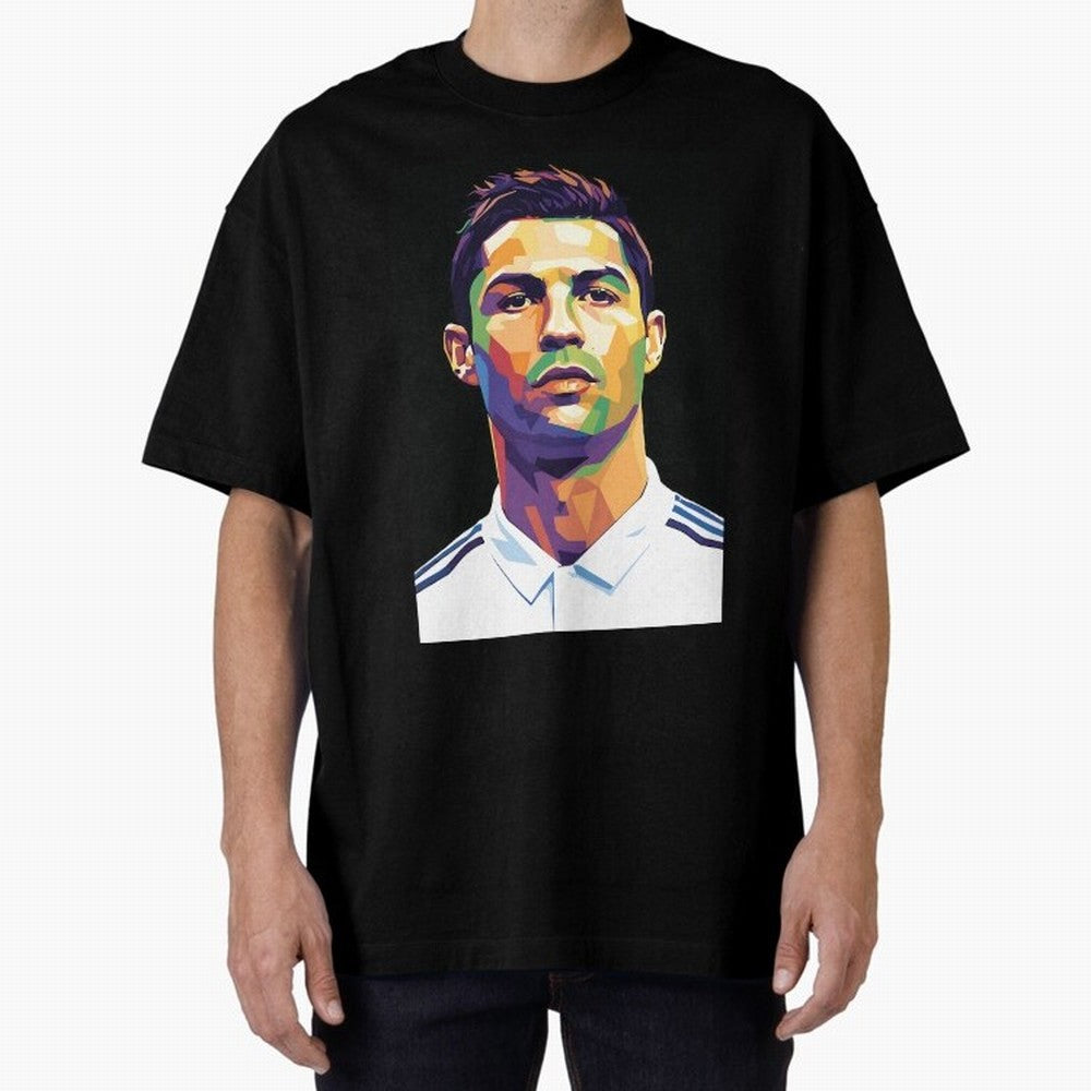 Cristiano Ronaldo Wpap Art Oversized T-Shirt Follow the Road to FIFA World Cup 2026 for Fans of Messi and Cristiano Ronaldo and France and Portugal, Bringing Football Passion, Legendary Performances, Festival Vibes and Supporter Community; Ideal
