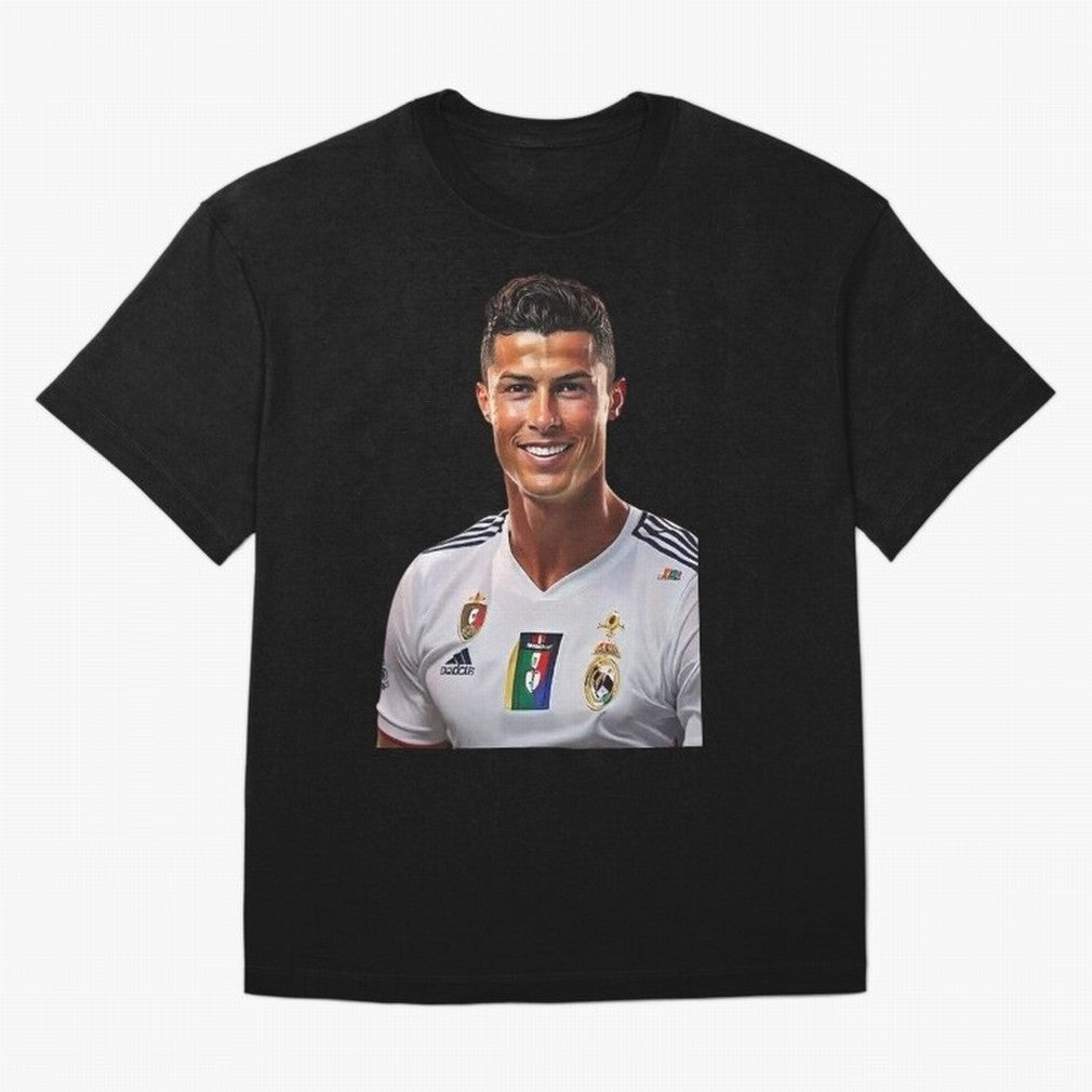 smiling Cristiano Ronaldo Oversized T-Shirt Feel the Trophy Chase of Global Football Passion for FIFA World Cup 2026 Group Stage, Filled with Messi, Neymar and Mbappe, England, France and Netherlands, Football History, Final Match Energy, Crowd