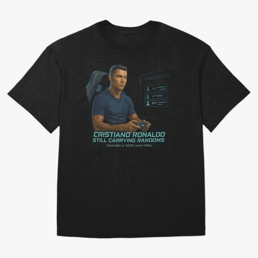 Cristiano Gamer Mode ¡ª Still Carrying Randoms Oversized T-Shirt Feel FIFA World Cup 2026 for Fans of Cristiano Ronaldo, Haaland and CR7 and Argentina, Bringing Football History, Final Match Energy, Crowd Noise and Once in a Lifetime Moments; Great
