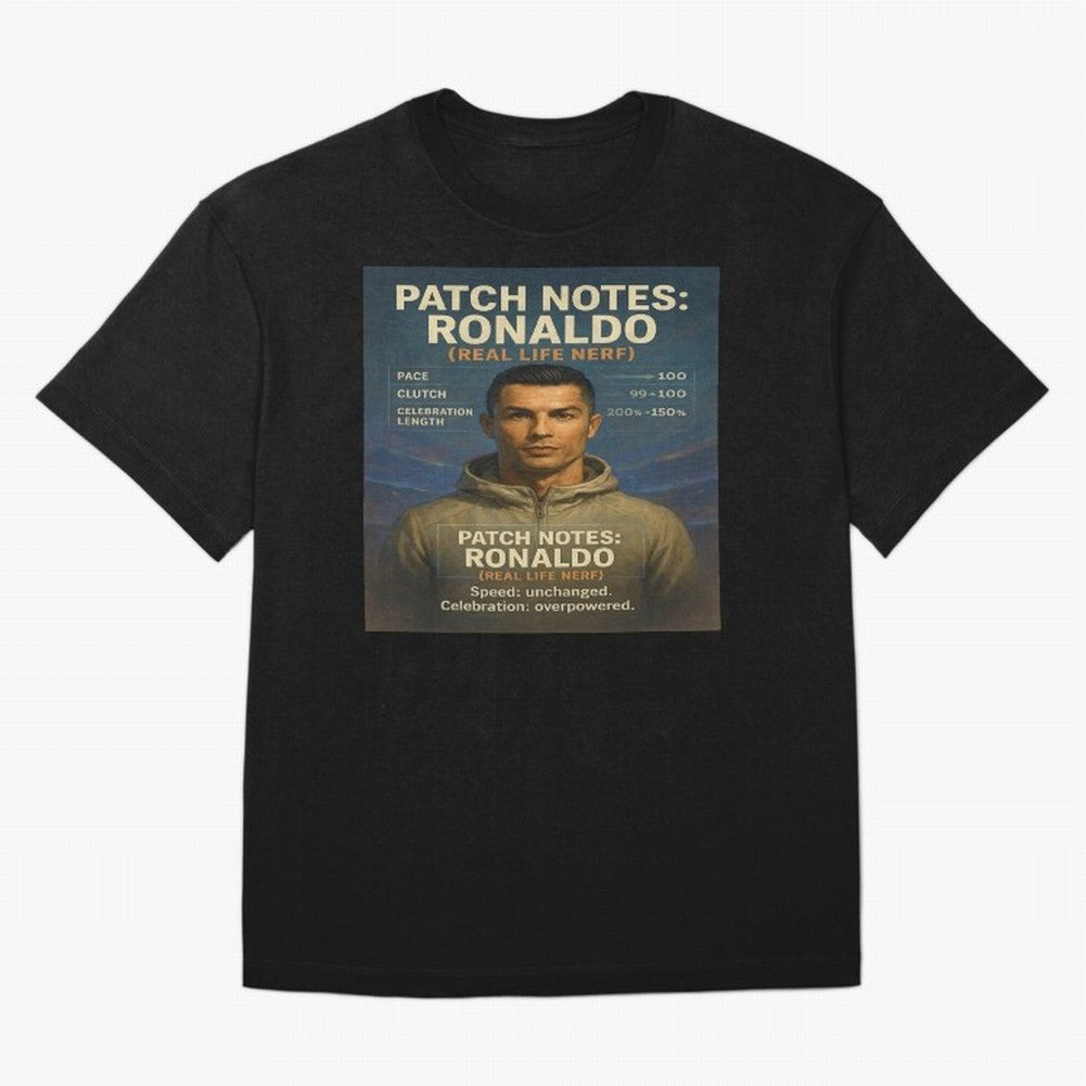 Patch Notes Cristiano Ronaldo ¡ª Real Life Nerf Football Gamer Oversized T-Shirt Fuel Your Fan Pride for FIFA World Cup 2026 for Fans of Mbappe and Neymar and Portugal, Bringing Championship Spirit, Famous Goals, Roaring Crowds and International