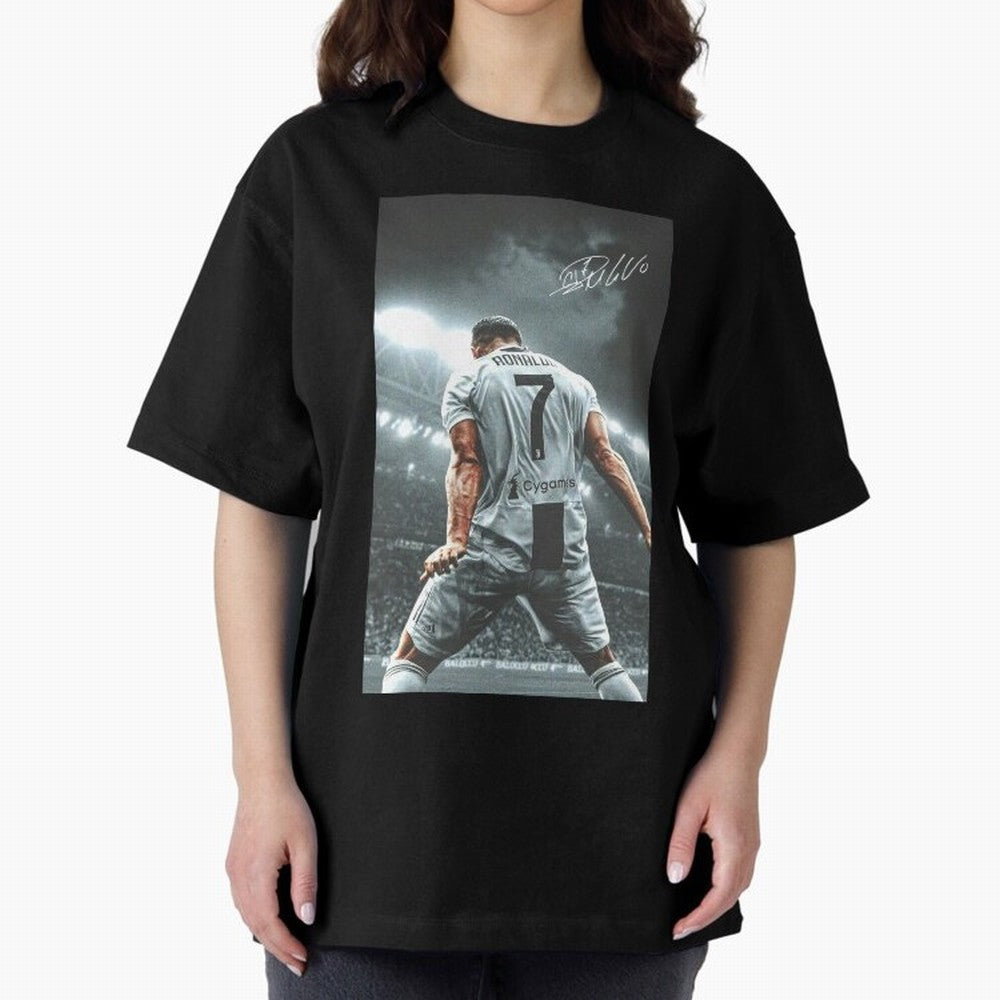Cristiano Ronaldo Celebration Oversized T-Shirt Celebrate Supporters United by Match Day Hype around FIFA World Cup 2026, Messi, Neymar and Mbappe, Spain and Netherlands, Retro Football Energy, Iconic Rivalries, Trophy Chase Drama and Stadium