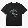 Cyberpunk Cristiano Ronaldo: Futuristic CR7 Kicking Glowing Soccer Ball Fan Art Oversized T-Shirt Fuel Your Fan Pride for Global Football Passion for FIFA World Cup 2026 USA Canada Mexico, with Messi, Neymar and Mbappe, Argentina, France and