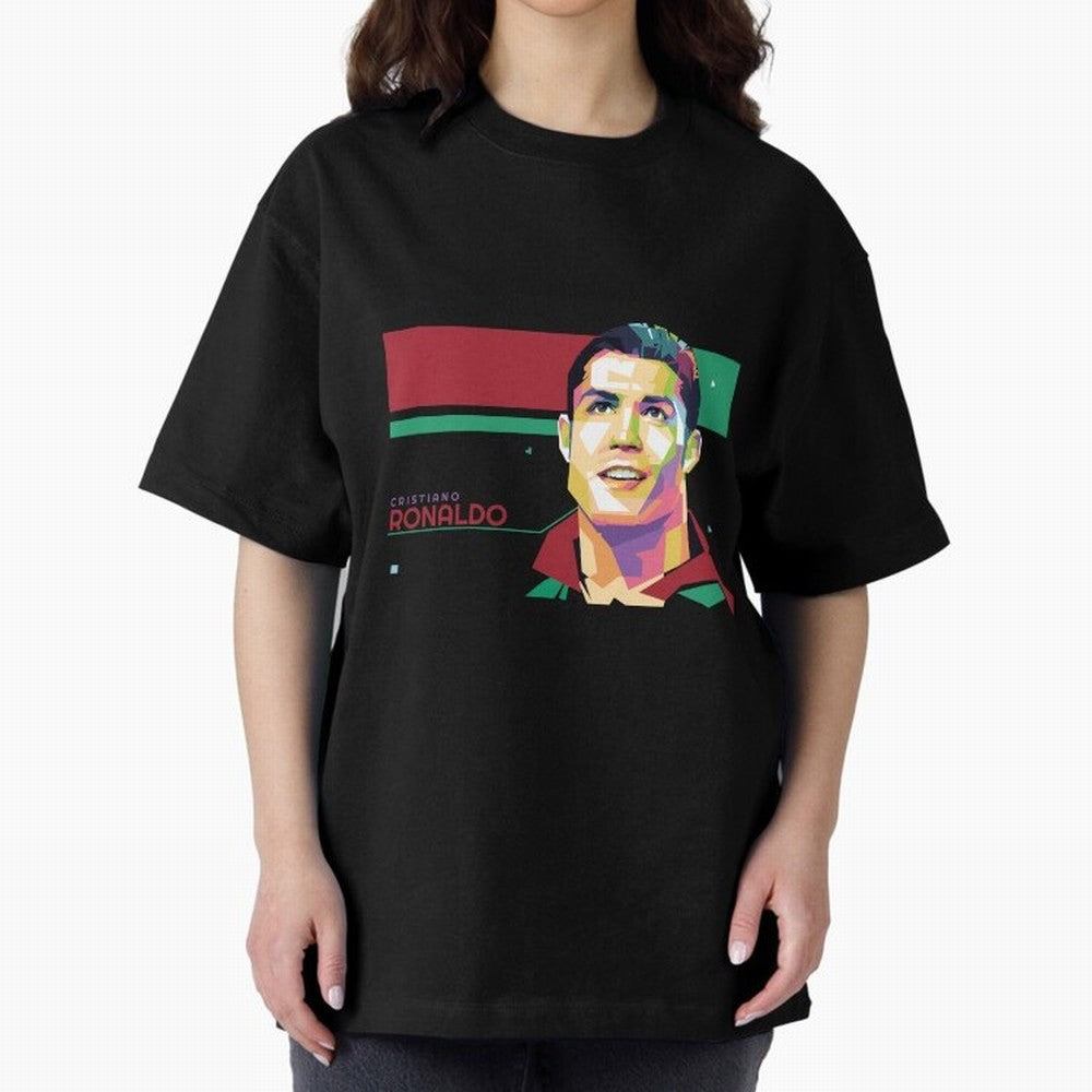 Cristiano Ronaldo ¨C Legendary Football Star & GOAT Artwork Oversized T-Shirt Relive the Noise and Pride of FIFA World Cup 2026 USA Canada Mexico for Fans of Cristiano Ronaldo and Spain, Bringing Championship Spirit, Famous Goals, Roaring Crowds