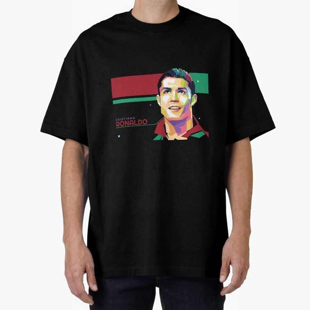 Cristiano Ronaldo ¨C Legendary Football Star & GOAT Artwork Oversized T-Shirt Relive the Noise and Pride of FIFA World Cup 2026 USA Canada Mexico for Fans of Cristiano Ronaldo and Spain, Bringing Championship Spirit, Famous Goals, Roaring Crowds