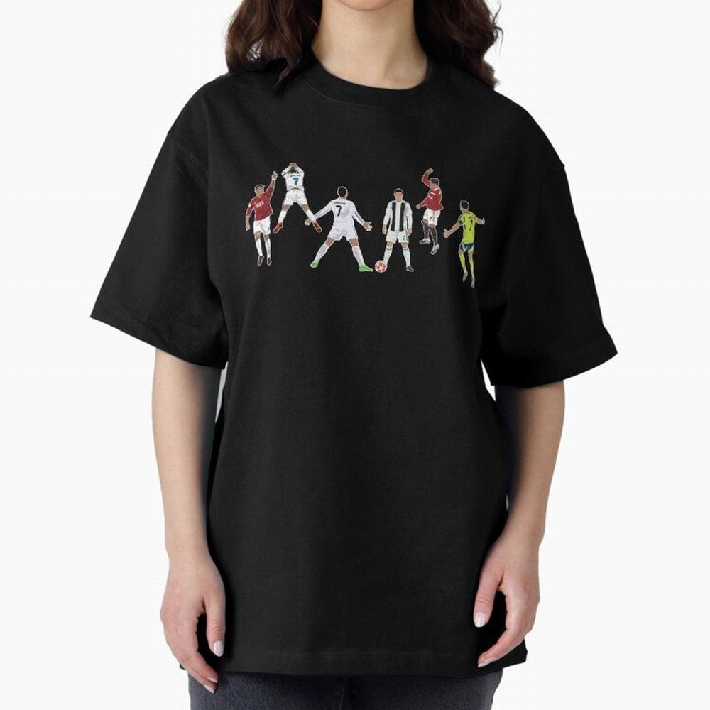 Ronaldo Forever Minimalist Career Goal Celebrations Oversized T-Shirt Represent Football Lovers during Global Football Passion for FIFA World Cup 2026 Group Stage, Filled with Haaland, England, Stadium Memories, Football Loyalty, International