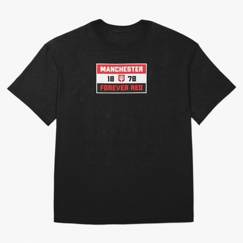 Manchester Forever Red Oversized T-Shirt Show Your Stadium Side during Global Football Passion for FIFA World Cup 2026 USA Canada Mexico, Centered on Mbappe, England, Champion Mindset, Group Stage Buzz, Knockout Tension and Passionate Fan Culture;