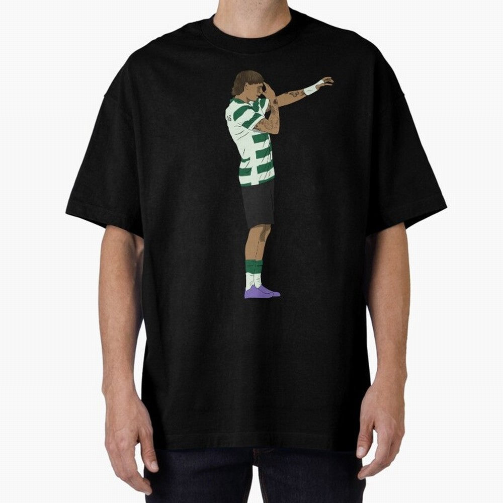 Ricardo Mangas Sporting Goal Celebration Minimalist Oversized T-Shirt Turn Football Passion into Match Day Hype around FIFA World Cup 2026, Haaland, England, Worldwide Fan Energy, Dramatic Goals, Stadium Lights and Championship Celebrations; Great