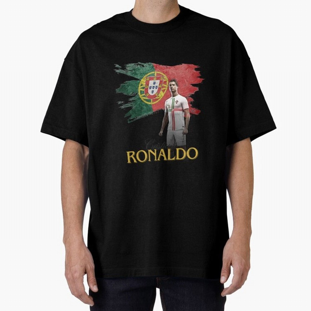 Cristiano Ronaldo - Portugal Flag Tribute (SIUUU!) Oversized T-Shirt Bring a Champion Mindset to the FIFA World Cup 2026 Journey through Haaland and Mbappe Highlights, England Pride, Stadium Chants, National Pride, Trophy Dreams and Unforgettable