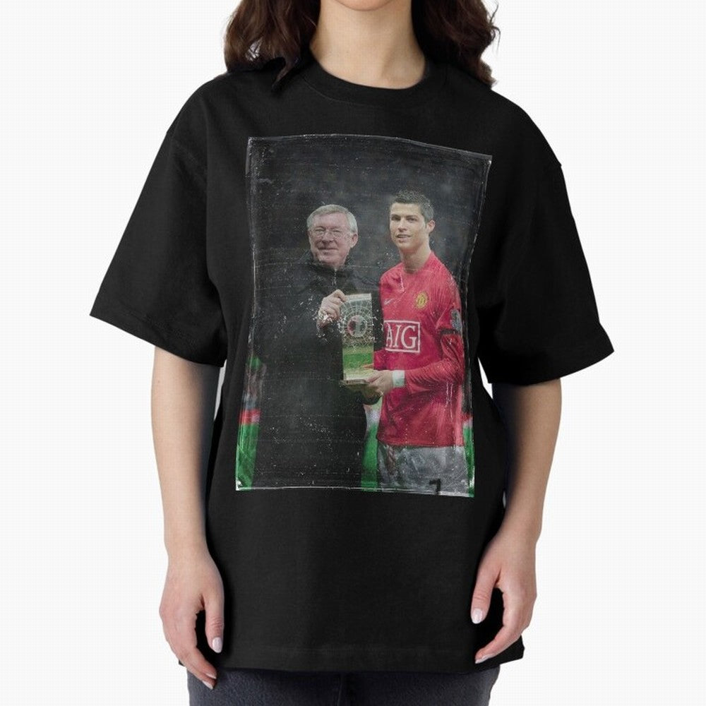 Cristiano Ronaldo and Sir Alex Ferguson Oversized T-Shirt Remember FIFA World Cup 2026 USA Canada Mexico for Fans of Neymar and England and Germany, Bringing Football Passion, Legendary Performances, Festival Vibes and Supporter Community; Ideal