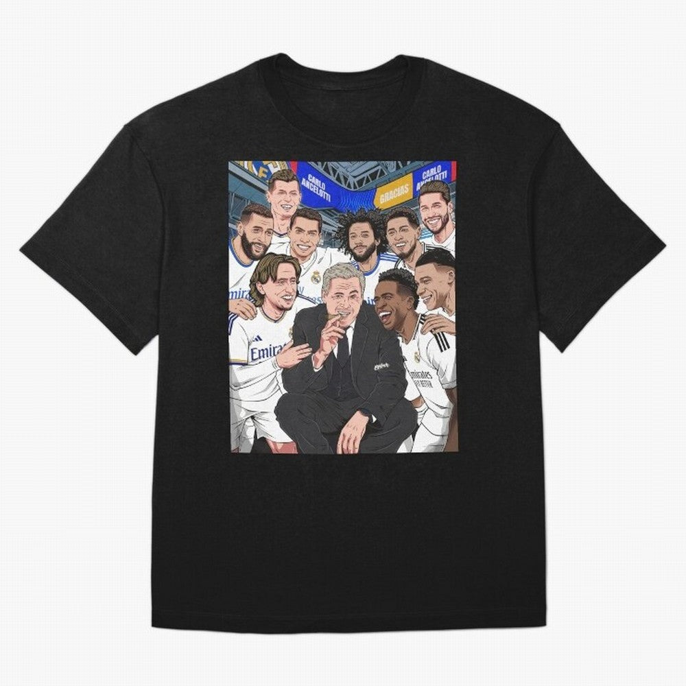 Carlo Ancelotti and Real Madrid Players Oversized T-Shirt Make Game Day About FIFA World Cup 2026 USA Canada Mexico for Fans of Mbappe and Neymar and Germany, Bringing Classic Soccer Heritage, Championship Pressure, Fan Loyalty and International