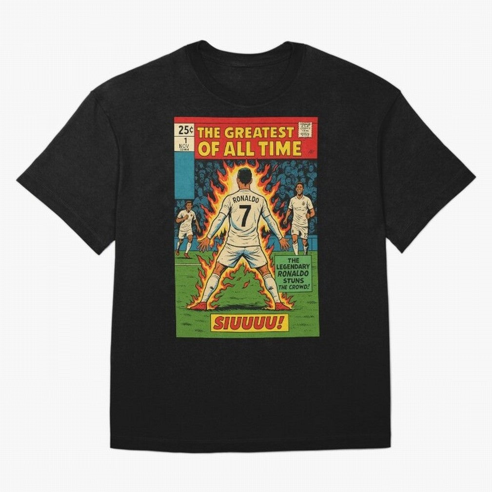 CR7 comic cover Oversized T-Shirt Show Match Day Excitement for FIFA World Cup 2026 Group Stage Spirit, Made for France and Portugal, Messi, Stadium Chants, National Pride, Trophy Dreams and Unforgettable Football Memories; Ideal for Football Dads,