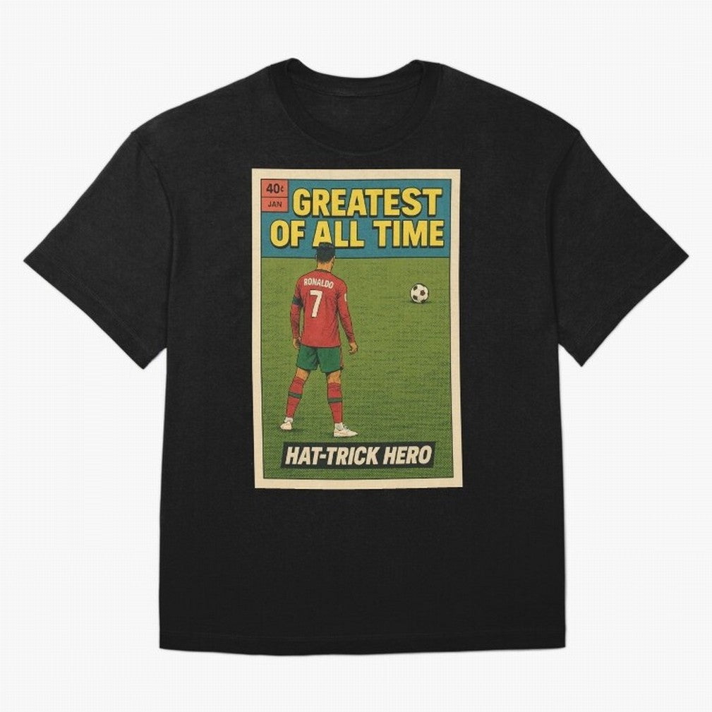 CR7 Comic Oversized T-Shirt Bring a Champion Mindset to Global Football Passion for FIFA World Cup 2026 USA Canada Mexico, Highlighting CR7, France and Portugal, Supporter Pride, Iconic Celebrations, Legendary Names and Global Match Day Energy;