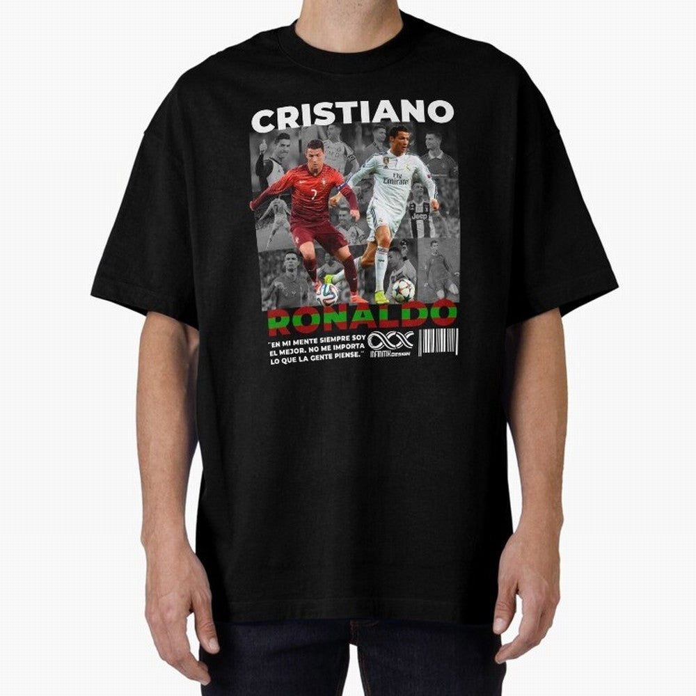 Cristiano Ronaldo Collage Oversized T-Shirt Celebrate the Stars of FIFA World Cup 2026 USA Canada Mexico for Fans of CR7 and Messi and Germany, Bringing Worldwide Fan Energy, Dramatic Goals, Stadium Lights and Championship Celebrations; Great for