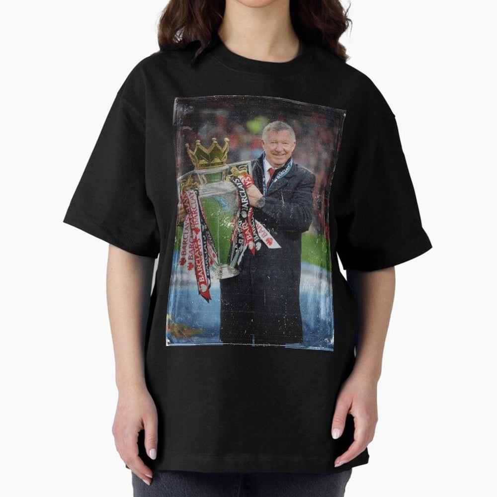 Sir Alex Ferguson Champion Oversized T-Shirt Make Your Look Match the FIFA World Cup 2026 Journey through Cristiano Ronaldo Highlights, Spain Pride, Sports Nostalgia, International Competition, Famous Players and Unforgettable Victories; Perfect