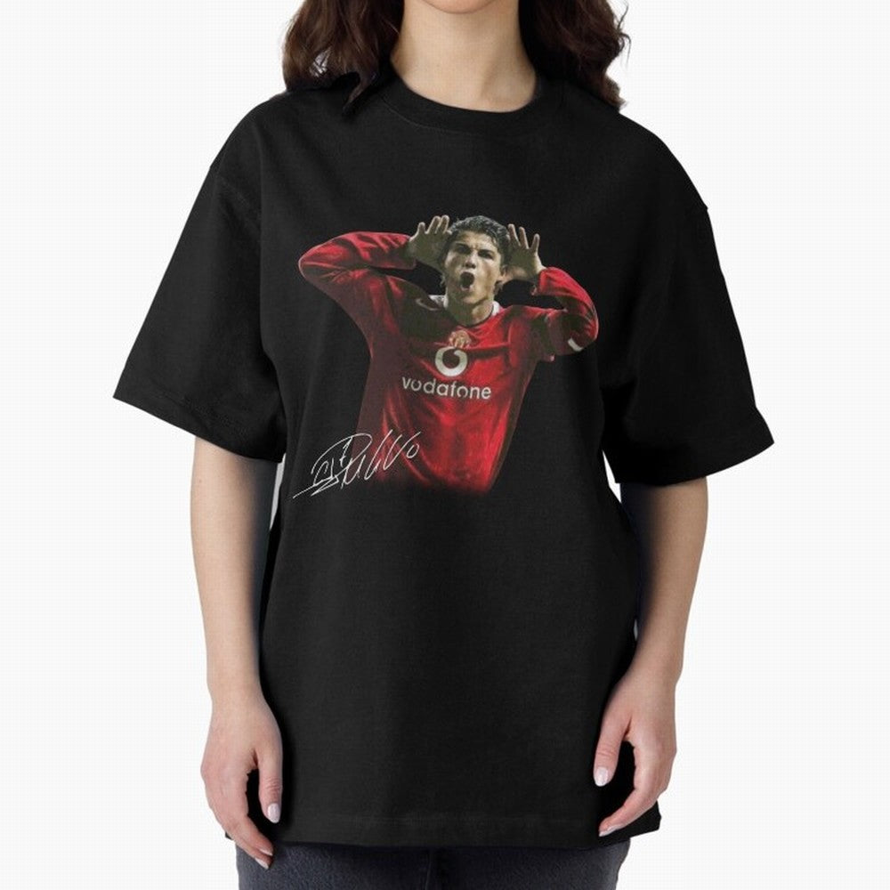 Cristiano Ronaldo T-Shirt Young Manchester Ronaldo - Celebration Oversized T-Shirt Experience the Global Stage of FIFA World Cup 2026 Spirit, Inspired by Netherlands, Messi, Tournament Hype, Historic Matchups, Family Viewing Parties and Global