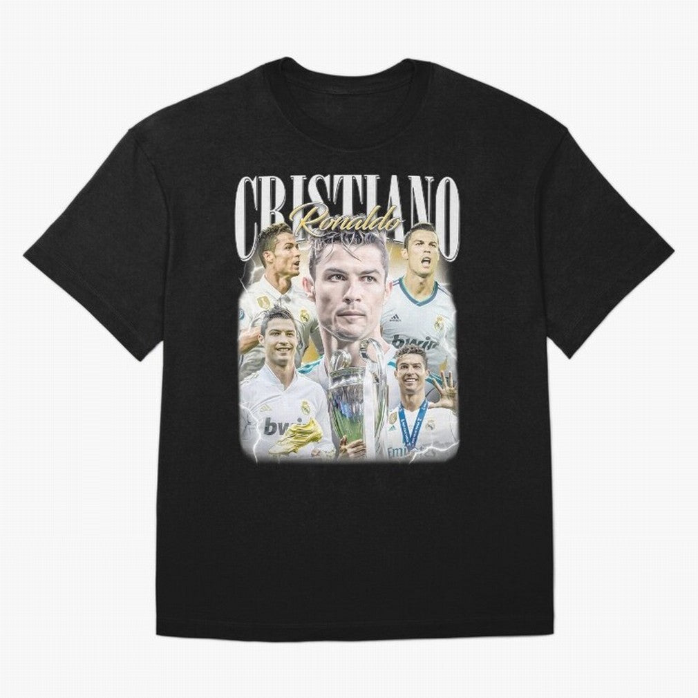 Cr7 Vintage Tribute: Soccer Legend Collage | Limited Edition Oversized T-Shirt Fuel Your Fan Pride for Global Football Passion for FIFA World Cup 2026 Group Stage, Driven by CR7, Portugal, Spain and Germany, Football History, Final Match Energy,