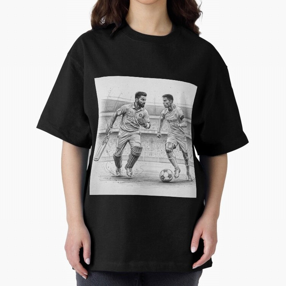 Virat Kohli and Cristiano Ronaldo Oversized T-Shirt Celebrate Football Dreams Across FIFA World Cup 2026 Group Stage Connected to CR7, Portugal, Spain and Germany Energy, Global Supporter Spirit, Legendary Goals, National Colors and Tournament