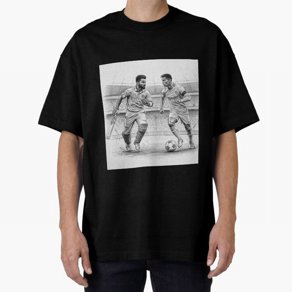 Virat Kohli and Cristiano Ronaldo Oversized T-Shirt Celebrate Football Dreams Across FIFA World Cup 2026 Group Stage Connected to CR7, Portugal, Spain and Germany Energy, Global Supporter Spirit, Legendary Goals, National Colors and Tournament
