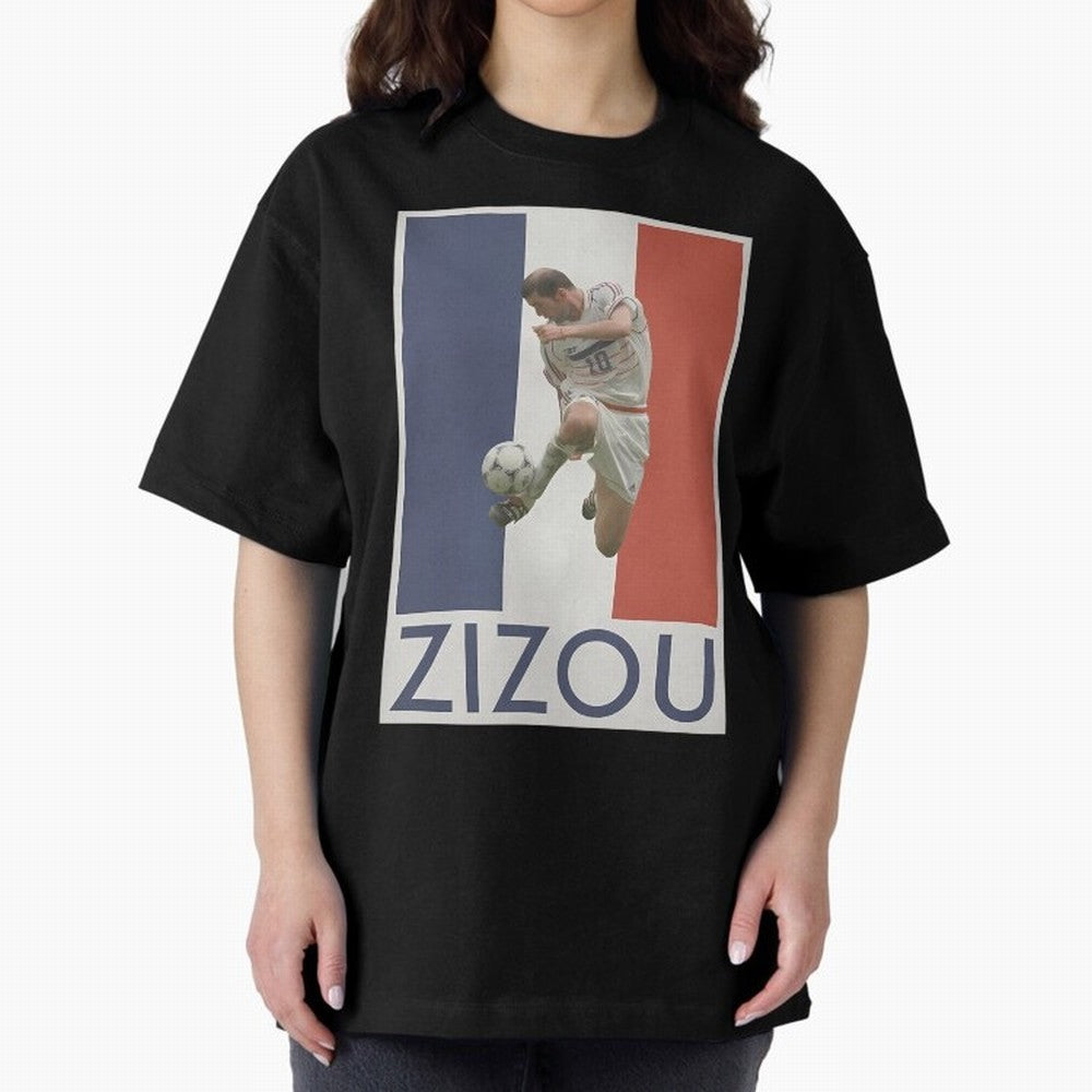Football - Zidane Oversized T-Shirt Support Iconic Players in FIFA World Cup 2026 Group Stage Celebrating Mbappe and Neymar, Argentina, France and Brazil Energy, Goal Celebration Energy, Supporter Heritage, Football Icons and Worldwide Tournament