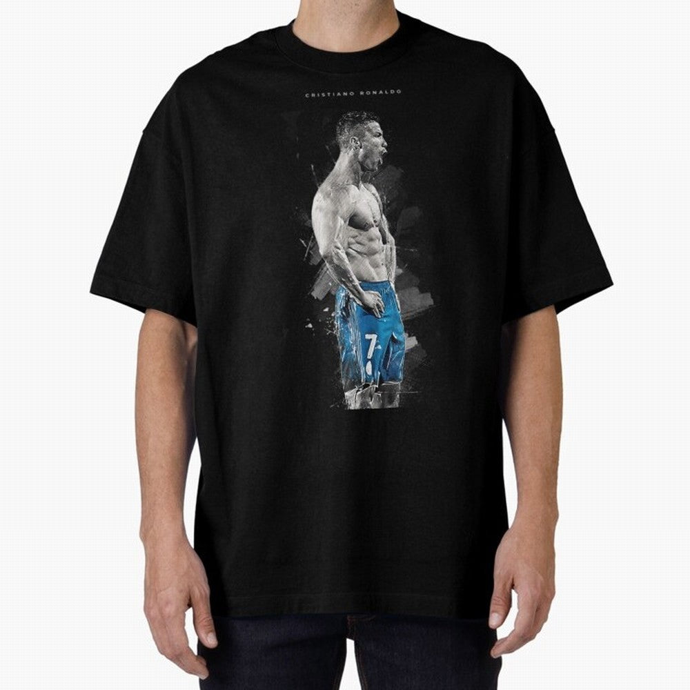 Abstract Football Player Celebration Artwork For Men And Gift For Soccer Fans Oversized T-Shirt Honor the Beautiful Game during FIFA World Cup 2026 Group Stage Featuring Neymar, Argentina, France and Brazil Energy, Stadium Chants, National Pride,