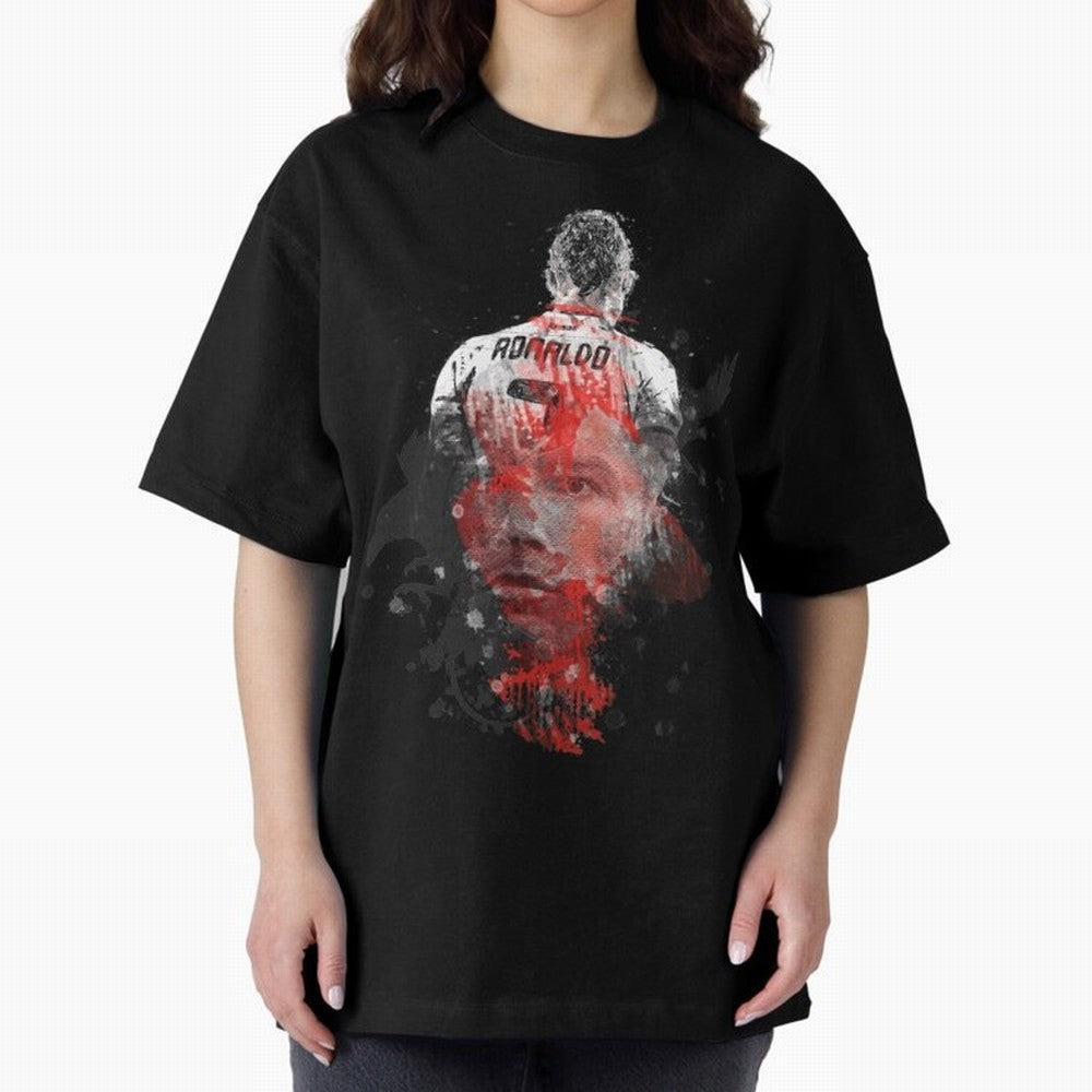 Abstract Football Player Portrait Retro Poster Art For Men, Gift For Soccer Fans Oversized T-Shirt Celebrate the Road through the FIFA World Cup 2026 USA Canada Mexico Journey through Cristiano Ronaldo Highlights, France Pride, Worldwide Fan