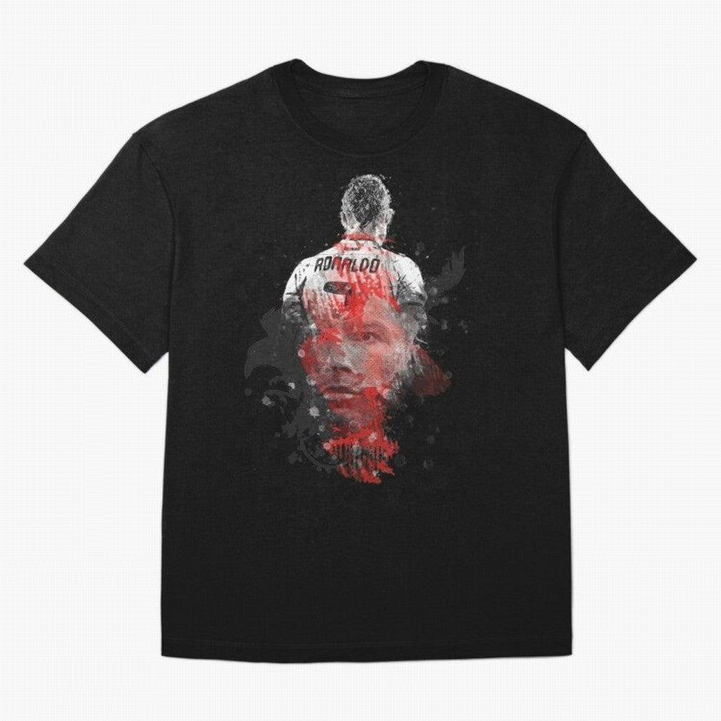 Abstract Football Player Portrait Retro Poster Art For Men, Gift For Soccer Fans Oversized T-Shirt Celebrate the Road through the FIFA World Cup 2026 USA Canada Mexico Journey through Cristiano Ronaldo Highlights, France Pride, Worldwide Fan