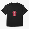 Cristiano Ronaldo Number 7 Jersey Illustration Oversized T-Shirt Celebrate Rivalries and Pride in FIFA World Cup 2026 Group Stage Spirit, Filled with Netherlands, Haaland and Mbappe, Football History, Final Match Energy, Crowd Noise and Once in a