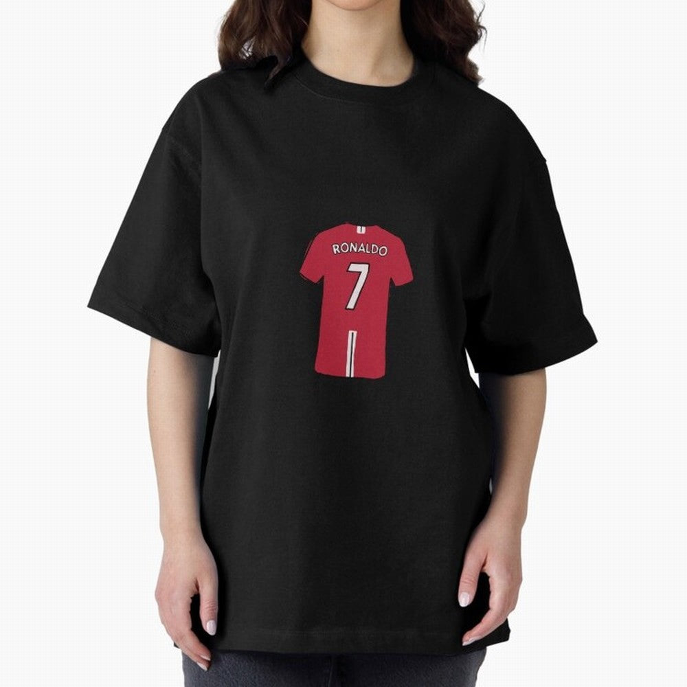 Cristiano Ronaldo Number 7 Jersey Illustration Oversized T-Shirt Celebrate Rivalries and Pride in FIFA World Cup 2026 Group Stage Spirit, Filled with Netherlands, Haaland and Mbappe, Football History, Final Match Energy, Crowd Noise and Once in a