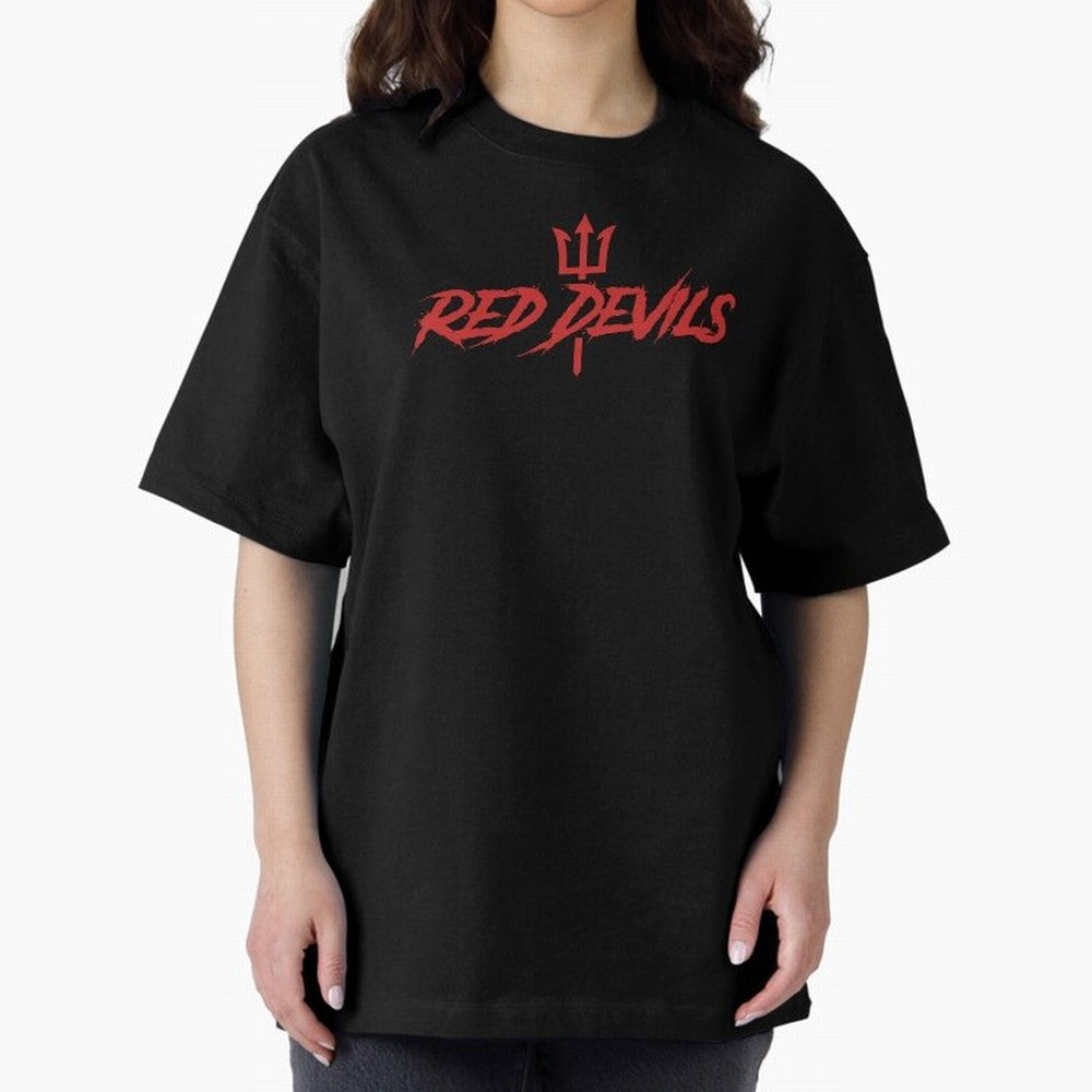 Red Devils Oversized T-Shirt Represent FIFA World Cup 2026 Spirit, Highlighting Argentina and Brazil, Messi, CR7 and Mbappe, Vintage Soccer Flavor, Modern Football Stars, National Flags and Final Night Emotion; Made for Die Hard Supporters, Soccer