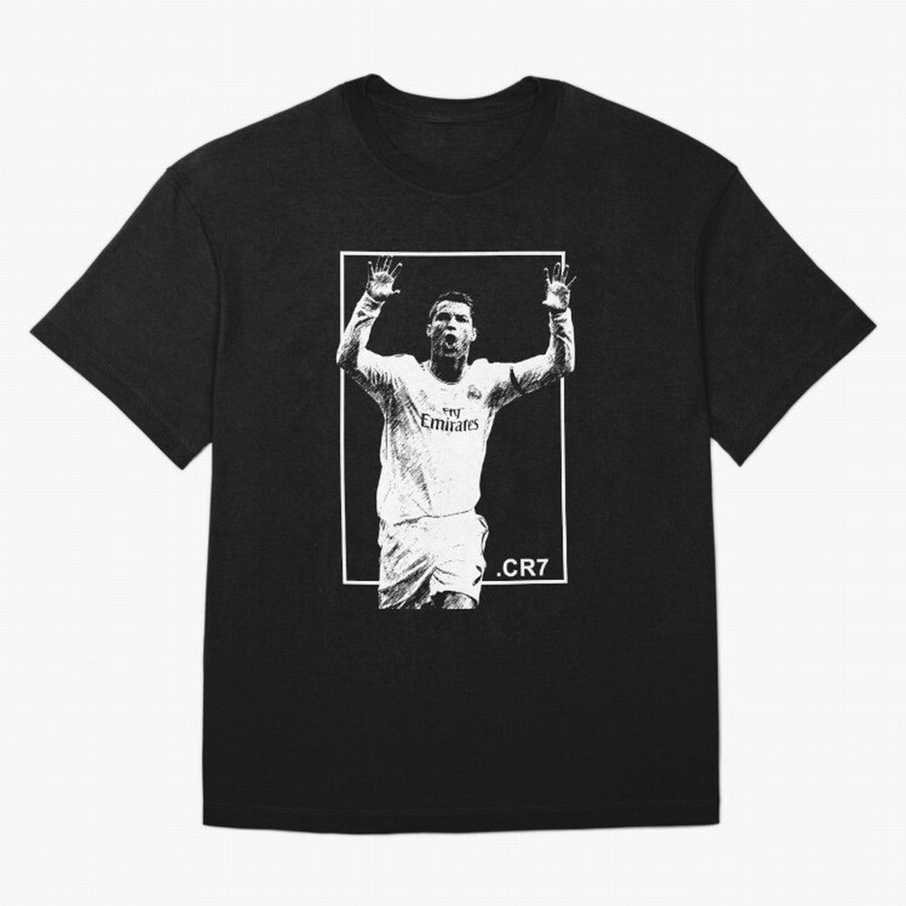 Cristiano Ronaldo CR7 in Black and White Design Oversized T-Shirt Support Iconic Players in FIFA World Cup 2026 Group Stage for Fans of Cristiano Ronaldo, Haaland and CR7 and Spain, Bringing Fan Favorite Moments, National Team Passion, Big Match