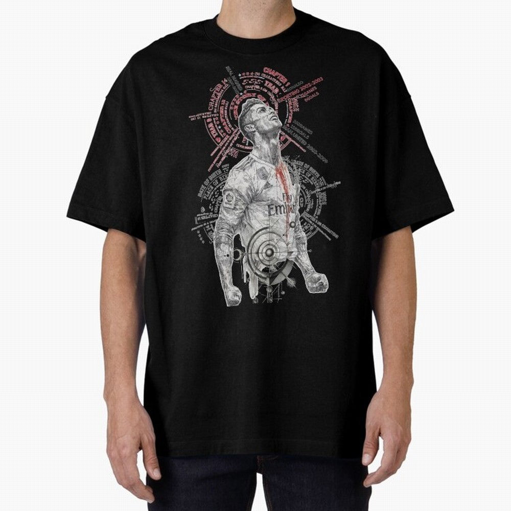 Cristiano Ronaldo Football Playmaker Oversized T-Shirt Feel the Roar of Match Day Hype around FIFA World Cup 2026 USA Canada Mexico, Mbappe, Argentina, France and Brazil, Classic Soccer Heritage, Championship Pressure, Fan Loyalty and International
