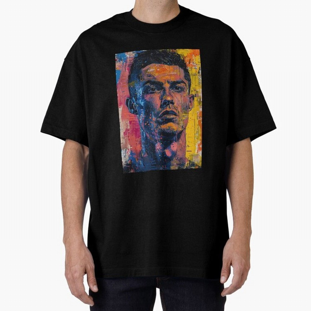 Cristiano Ronaldo illustration Oversized T-Shirt Stand with the FIFA World Cup 2026 USA Canada Mexico Journey through Neymar, Haaland and Cristiano Ronaldo Highlights, Spain and Netherlands Pride, Retro Football Energy, Iconic Rivalries, Trophy