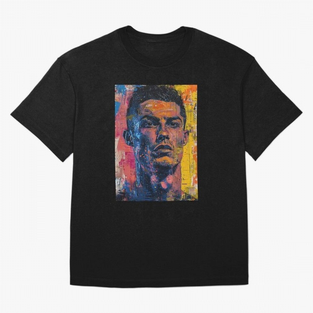 Cristiano Ronaldo illustration Oversized T-Shirt Stand with the FIFA World Cup 2026 USA Canada Mexico Journey through Neymar, Haaland and Cristiano Ronaldo Highlights, Spain and Netherlands Pride, Retro Football Energy, Iconic Rivalries, Trophy