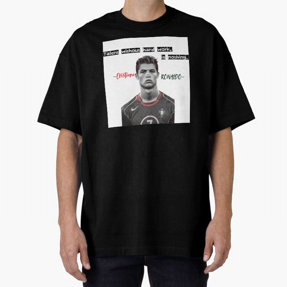 Cristiano Ronaldo - Dedication | NextLevel Motivation white Oversized T-Shirt Spotlight FIFA World Cup 2026 USA Canada Mexico Spirit, Made for Argentina and Brazil, Neymar, Worldwide Fan Energy, Dramatic Goals, Stadium Lights and Championship