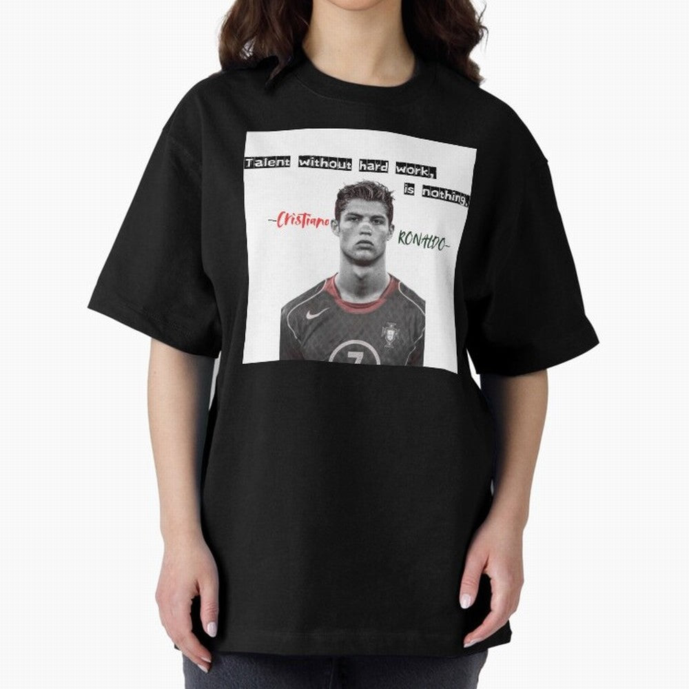 Cristiano Ronaldo - Dedication | NextLevel Motivation white Oversized T-Shirt Spotlight FIFA World Cup 2026 USA Canada Mexico Spirit, Made for Argentina and Brazil, Neymar, Worldwide Fan Energy, Dramatic Goals, Stadium Lights and Championship