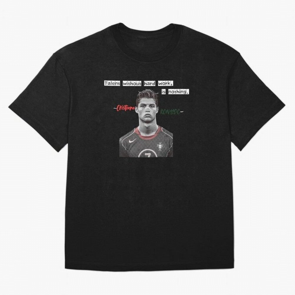 Cristiano Ronaldo - Dedication | NextLevel Motivation Oversized T-Shirt Bring Trophy Dreams to FIFA World Cup 2026 USA Canada Mexico Spirit, Made for England, France and Netherlands, Neymar, Haaland and Cristiano Ronaldo, Vintage Soccer Flavor,