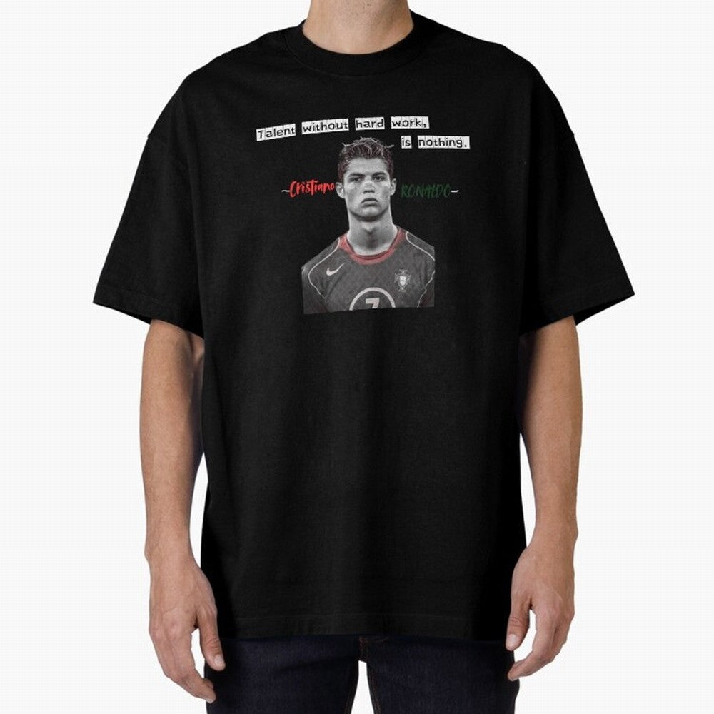Cristiano Ronaldo - Dedication | NextLevel Motivation Oversized T-Shirt Bring Trophy Dreams to FIFA World Cup 2026 USA Canada Mexico Spirit, Made for England, France and Netherlands, Neymar, Haaland and Cristiano Ronaldo, Vintage Soccer Flavor,