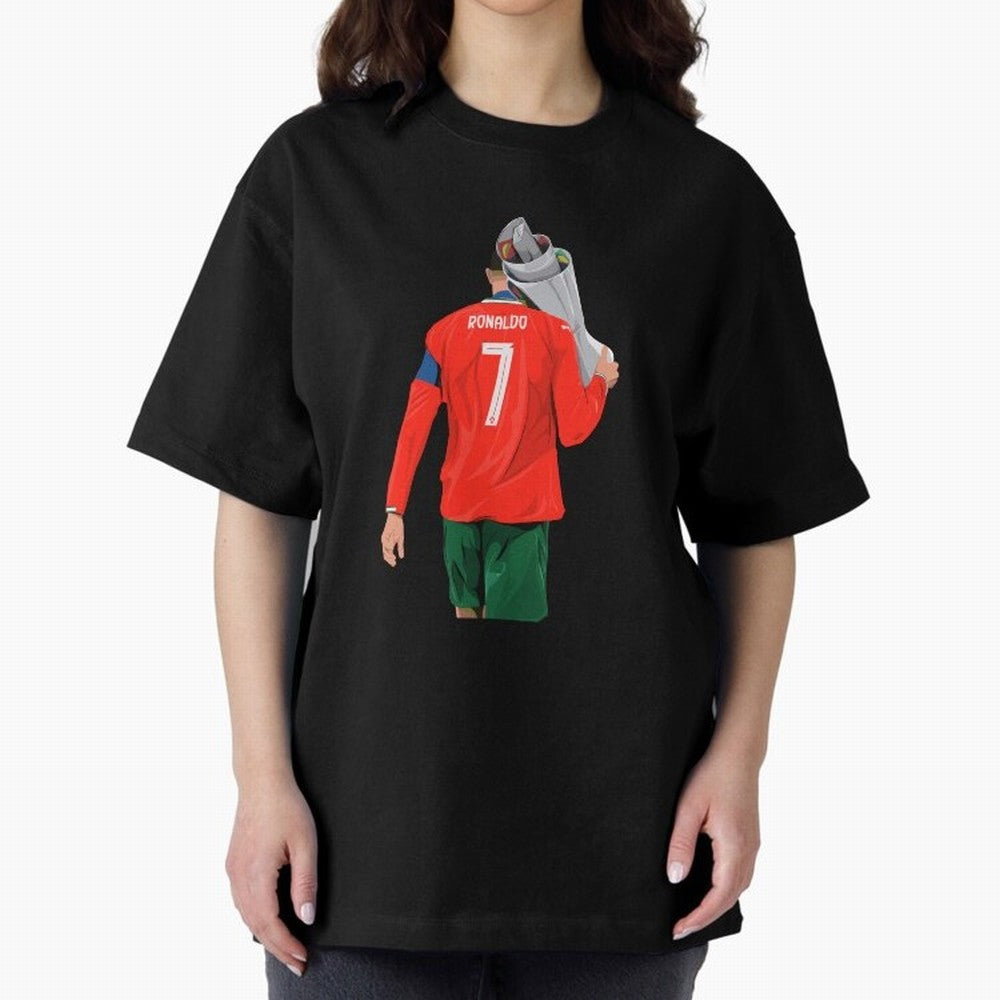 Cristiano Ronaldo Campion Oversized T-Shirt Feel Match Day Hype around FIFA World Cup 2026 USA Canada Mexico, CR7 and Messi, Portugal, Spain and Germany, Champion Mindset, Group Stage Buzz, Knockout Tension and Passionate Fan Culture; Built for