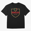 Ronaldo Emblem Sticker ¨C Gold Crest Parody Design Oversized T-Shirt Relive Legendary Nights from Match Day Hype around FIFA World Cup 2026 Group Stage, Mbappe, Netherlands, Classic Soccer Heritage, Championship Pressure, Fan Loyalty and