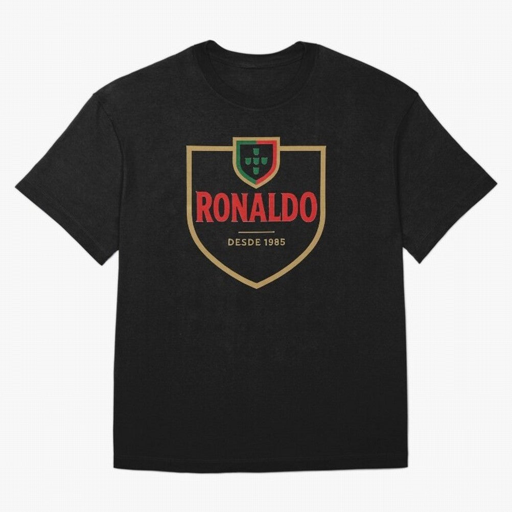 Ronaldo Emblem Sticker ¨C Gold Crest Parody Design Oversized T-Shirt Relive Legendary Nights from Match Day Hype around FIFA World Cup 2026 Group Stage, Mbappe, Netherlands, Classic Soccer Heritage, Championship Pressure, Fan Loyalty and