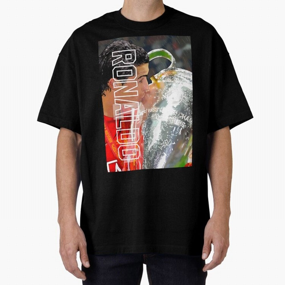 Cristiano Ronaldo ¨C 2008 Manchester United Champions League Glory Artwork by GrizzlyGFX Oversized T-Shirt Keep the Legacy of FIFA World Cup 2026 Spirit, Capturing Spain and Netherlands, Cristiano Ronaldo, Haaland and CR7, Global Supporter Spirit,
