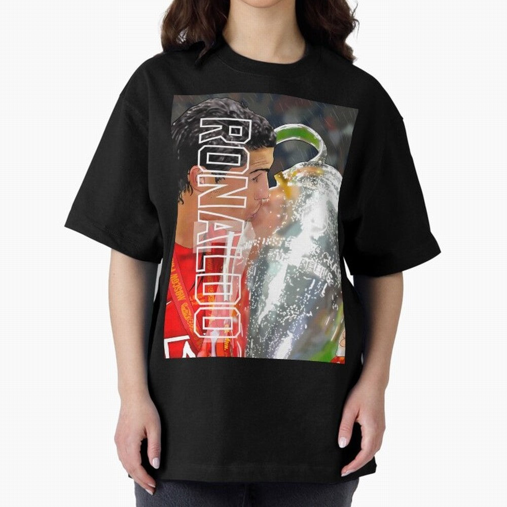 Cristiano Ronaldo ¨C 2008 Manchester United Champions League Glory Artwork by GrizzlyGFX Oversized T-Shirt Keep the Legacy of FIFA World Cup 2026 Spirit, Capturing Spain and Netherlands, Cristiano Ronaldo, Haaland and CR7, Global Supporter Spirit,